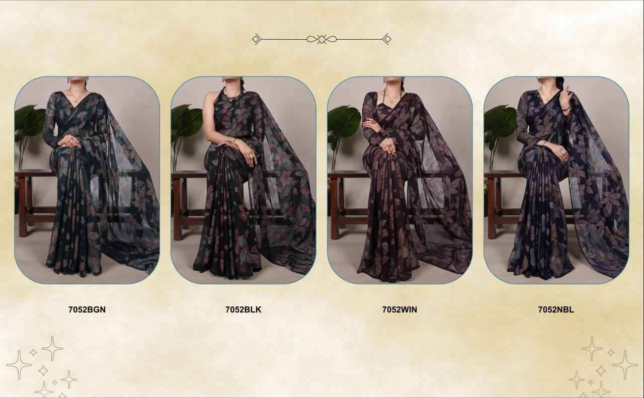 Alara By Fashid Wholesale 7052-A To 7052-D Series Indian Traditional Wear Collection Beautiful Stylish Fancy Colorful Party Wear & Occasional Wear Brasso Sarees At Wholesale Price