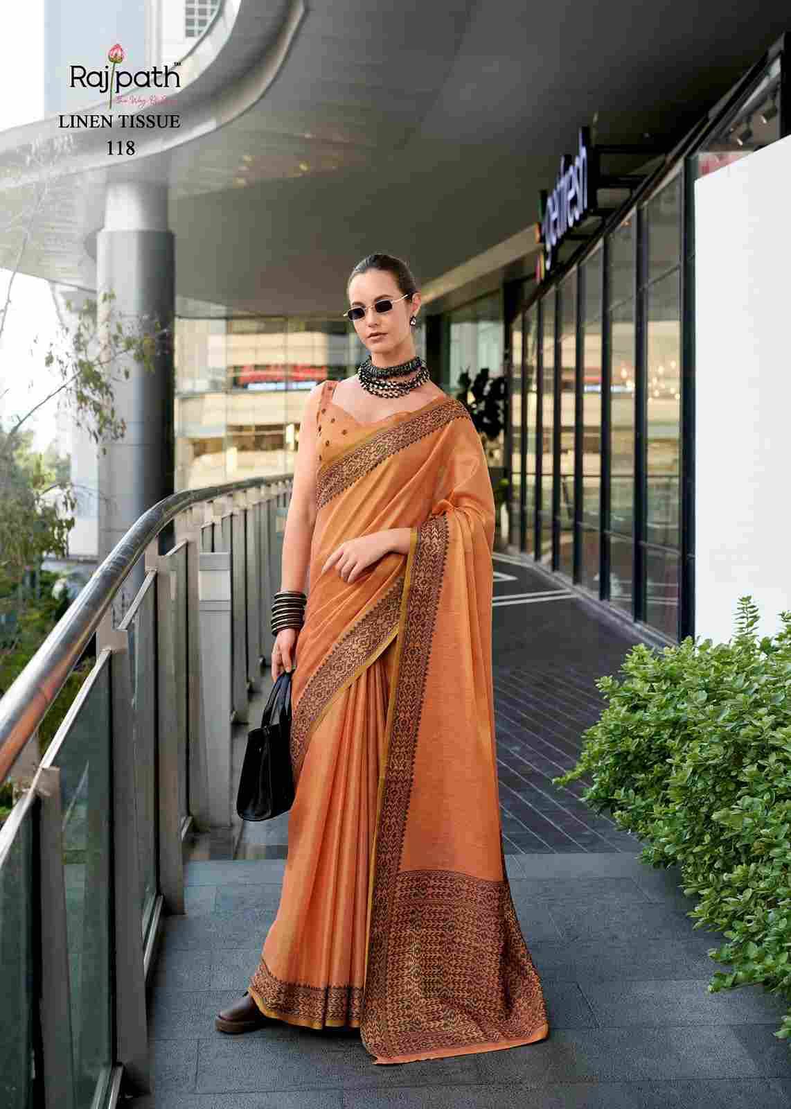 Blackberry By Rajpath 113 To 118 Series Indian Traditional Wear Collection Beautiful Stylish Fancy Colorful Party Wear & Occasional Wear Tissue Linen Sarees At Wholesale Price
