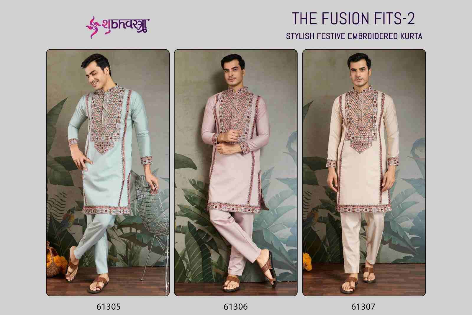 The Fusion Fits Vol-2 By Shubhvastra 61305 To 61307 Series Beautiful Colorful Stylish Fancy Casual Wear & Ethnic Wear & Ready To Wear Viscose Silk Kurtas With Bottom At Wholesale Price