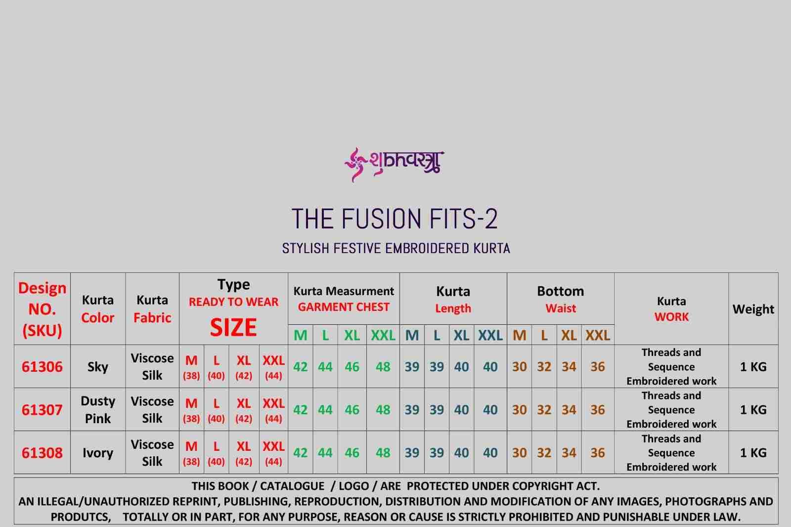The Fusion Fits Vol-2 By Shubhvastra 61305 To 61307 Series Beautiful Colorful Stylish Fancy Casual Wear & Ethnic Wear & Ready To Wear Viscose Silk Kurtas With Bottom At Wholesale Price