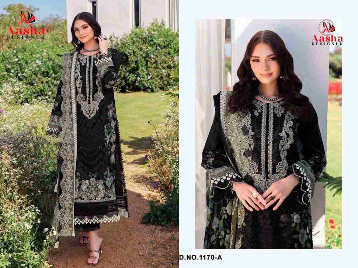 Aasha 1170 Colours By Aasha Designer 1170-A To 1170-B Series Pakistani Suits Beautiful Fancy Colorful Stylish Party Wear & Occasional Wear Pure Cotton Embroidery Dresses At Wholesale Price