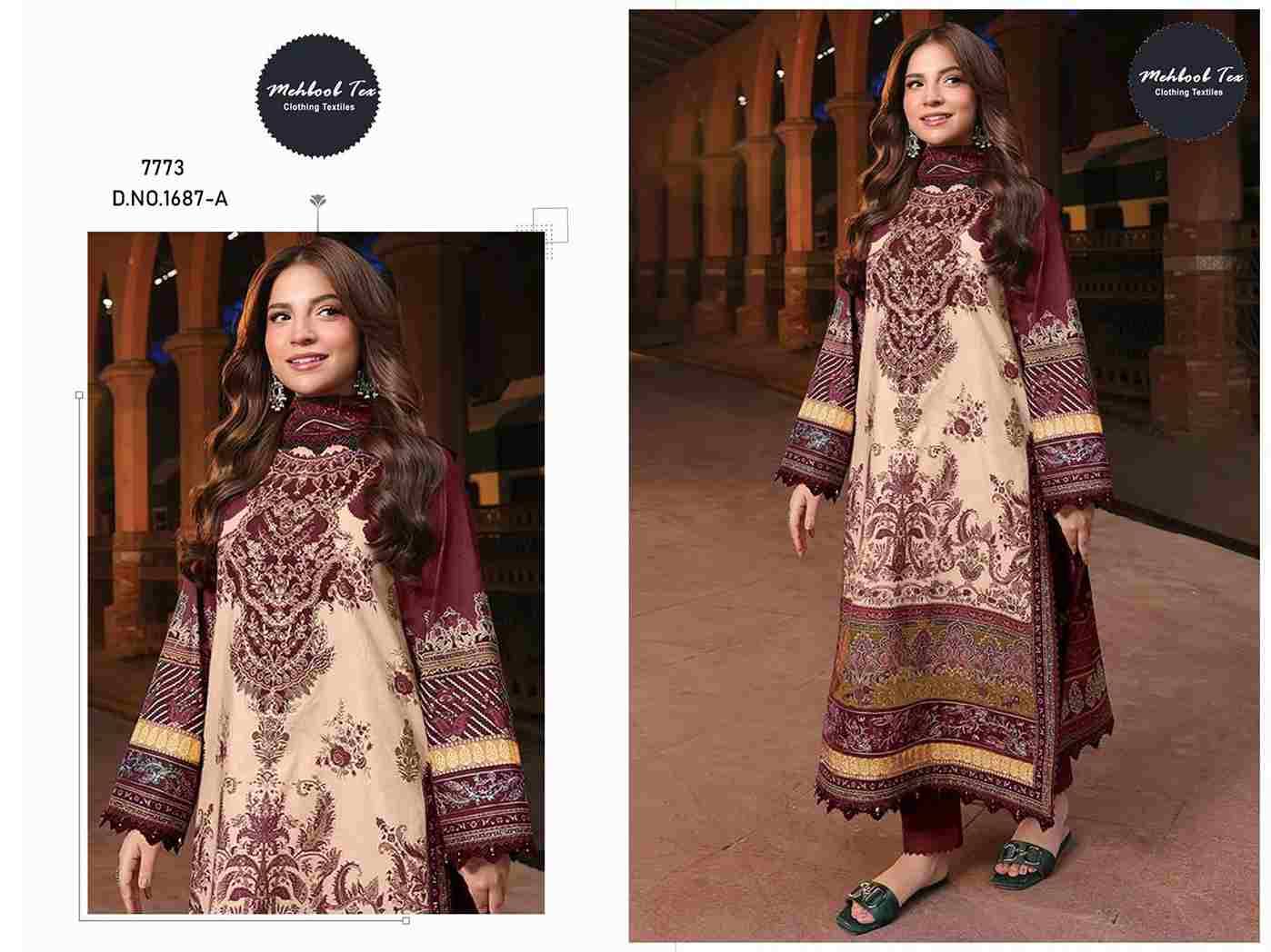 Mehboob Tex Hit Design 1687 Colours By Mehboob Tex 1687-A To 1687-C Series Beautiful Pakistani Suits Stylish Fancy Colorful Party Wear & Occasional Wear Pure Cotton Dresses At Wholesale Price