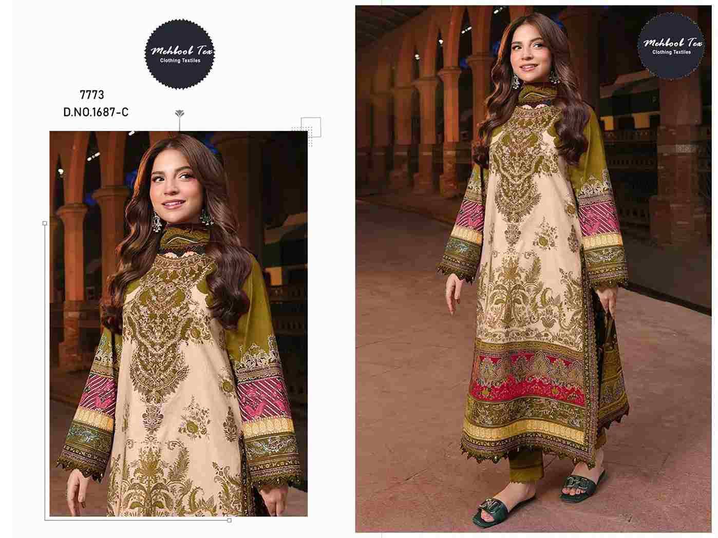 Mehboob Tex Hit Design 1687 Colours By Mehboob Tex 1687-A To 1687-C Series Beautiful Pakistani Suits Stylish Fancy Colorful Party Wear & Occasional Wear Pure Cotton Dresses At Wholesale Price