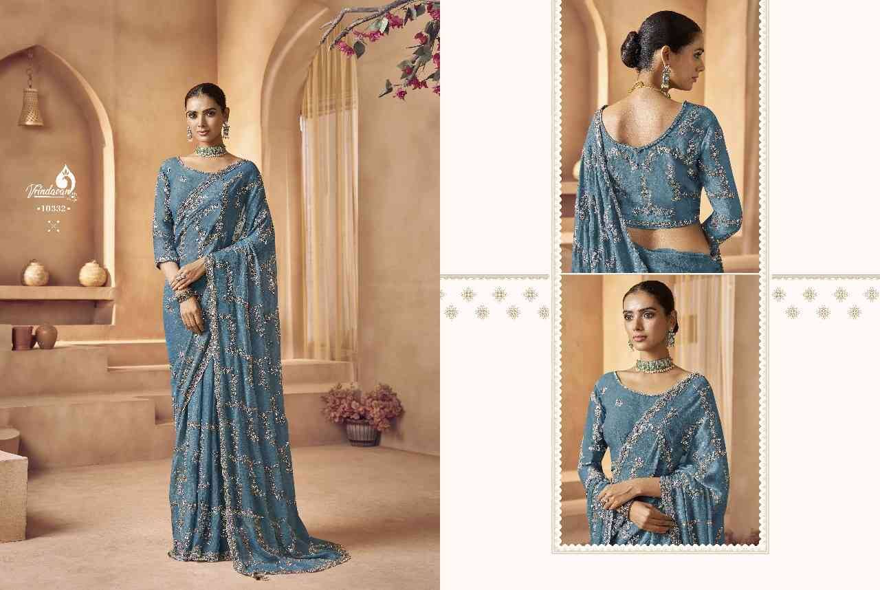 Vrindavan Vol-61 By Vrindavan 10332 To 10340 Series Indian Traditional Wear Collection Beautiful Stylish Fancy Colorful Party Wear & Occasional Wear Tissue Sarees At Wholesale Price