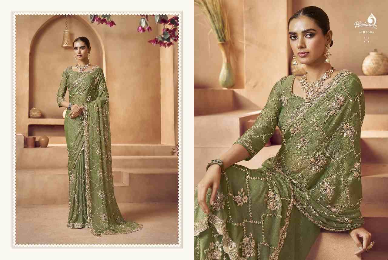 Vrindavan Vol-61 By Vrindavan 10332 To 10340 Series Indian Traditional Wear Collection Beautiful Stylish Fancy Colorful Party Wear & Occasional Wear Tissue Sarees At Wholesale Price