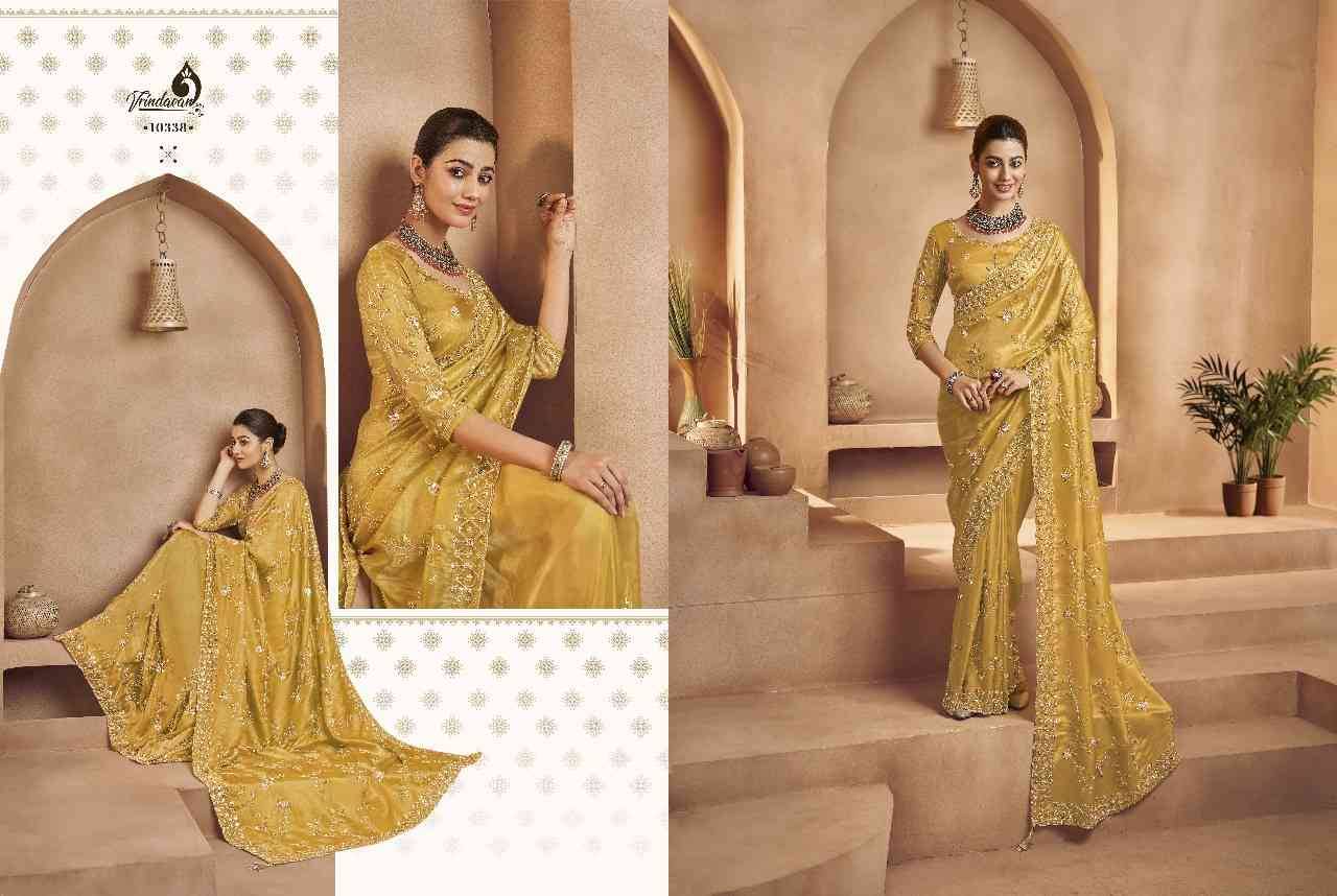 Vrindavan Vol-61 By Vrindavan 10332 To 10340 Series Indian Traditional Wear Collection Beautiful Stylish Fancy Colorful Party Wear & Occasional Wear Tissue Sarees At Wholesale Price