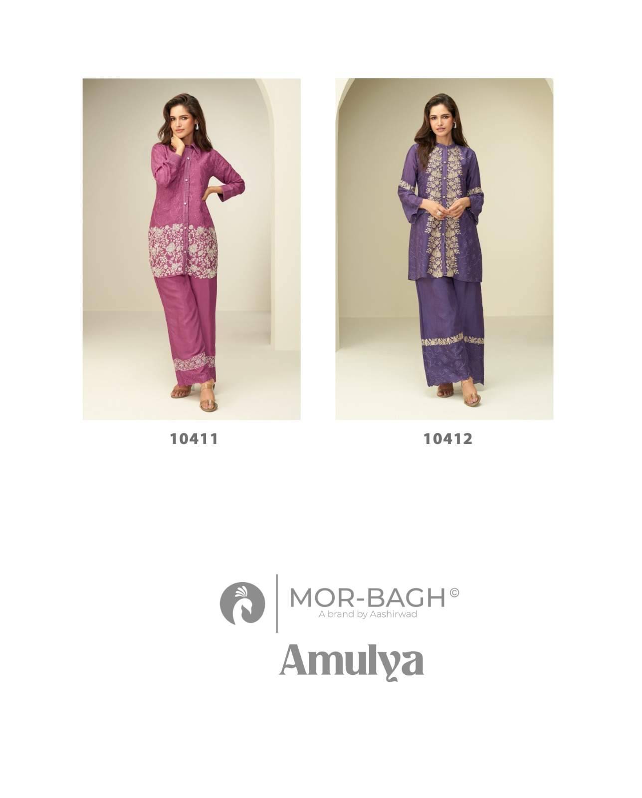 Amulya By Mor-Bagh Combo Set 10411 To 10412 Series Designer Stylish Fancy Colorful Beautiful Casual Wear & Ethnic Wear Chinnon Silk Co-Ords At Wholesale Price
