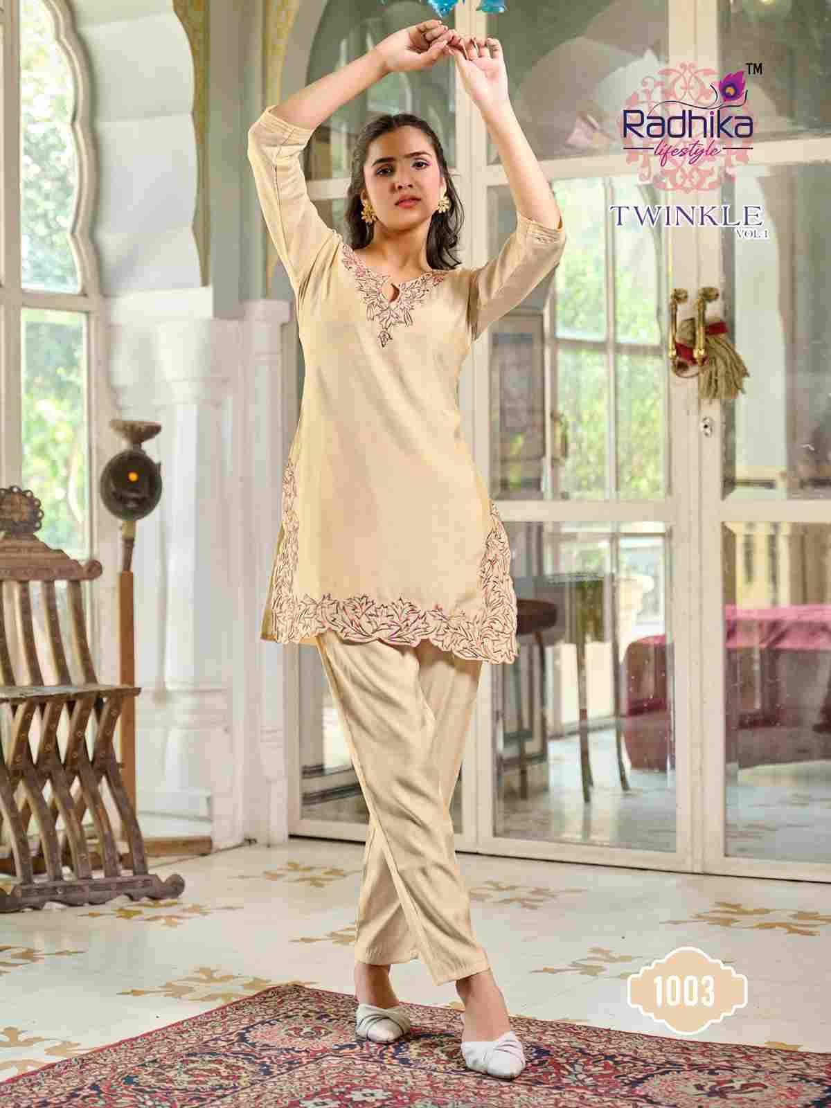 Twinkle Vol-1 By Radhika Lifestyle 1001 To 1004 Series Designer Stylish Fancy Colorful Beautiful Casual Wear & Ethnic Wear Roman Simmer Co-Ords At Wholesale Price