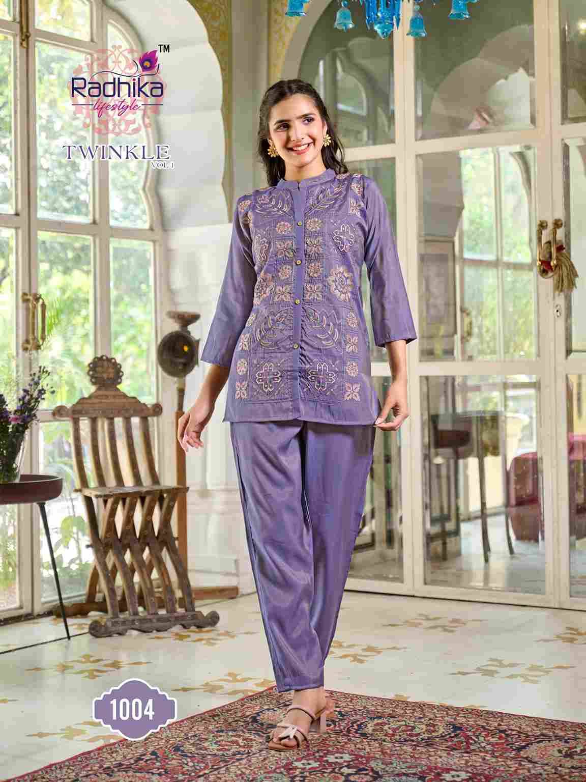 Twinkle Vol-1 By Radhika Lifestyle 1001 To 1004 Series Designer Stylish Fancy Colorful Beautiful Casual Wear & Ethnic Wear Roman Simmer Co-Ords At Wholesale Price