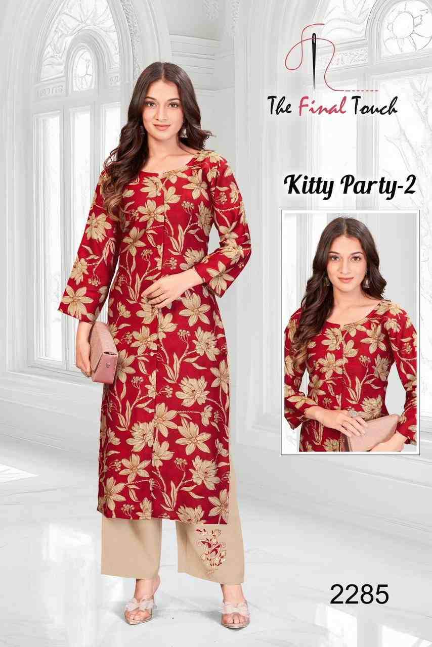 Kitty Party Vol-2 By The Final Touch Combo Set 2285 To 2300 Series Designer Stylish Fancy Colorful Beautiful Party Wear & Ethnic Wear Collection Vertican Kurtis With Bottom At Wholesale Price