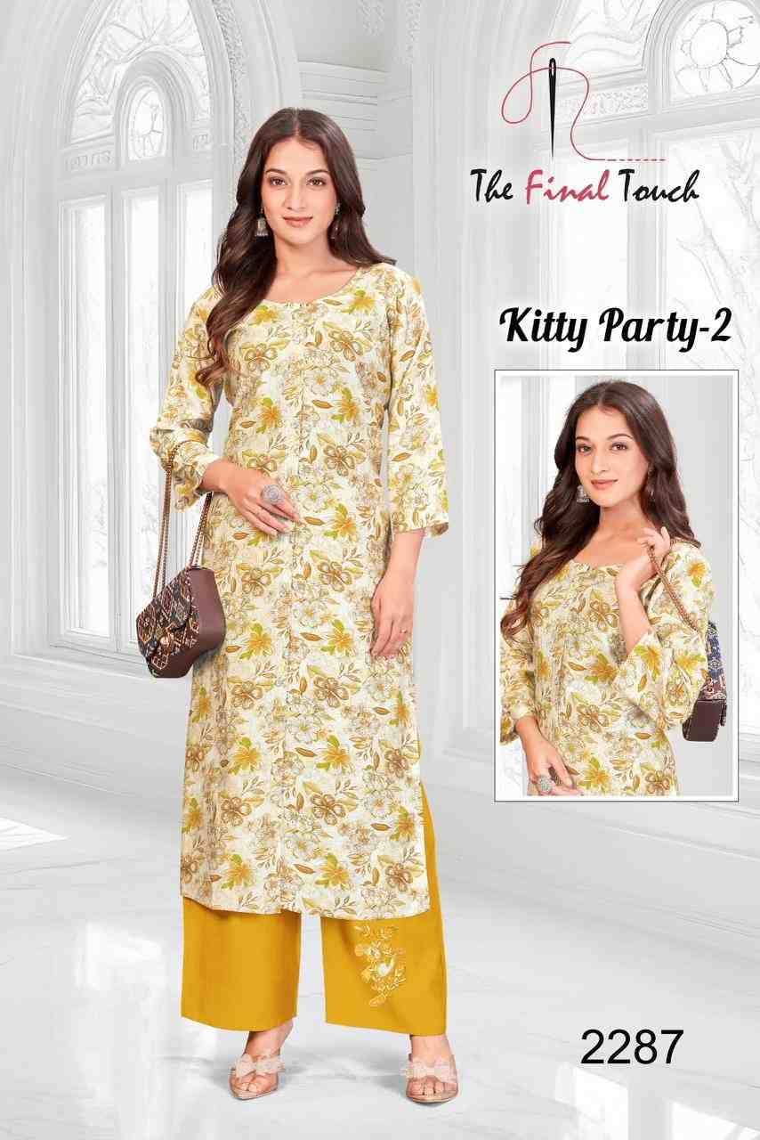 Kitty Party Vol-2 By The Final Touch Combo Set 2285 To 2300 Series Designer Stylish Fancy Colorful Beautiful Party Wear & Ethnic Wear Collection Vertican Kurtis With Bottom At Wholesale Price