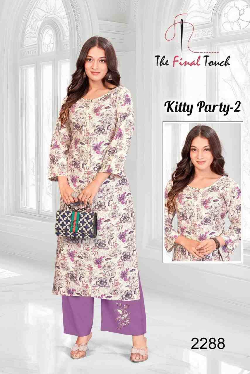 Kitty Party Vol-2 By The Final Touch Combo Set 2285 To 2300 Series Designer Stylish Fancy Colorful Beautiful Party Wear & Ethnic Wear Collection Vertican Kurtis With Bottom At Wholesale Price