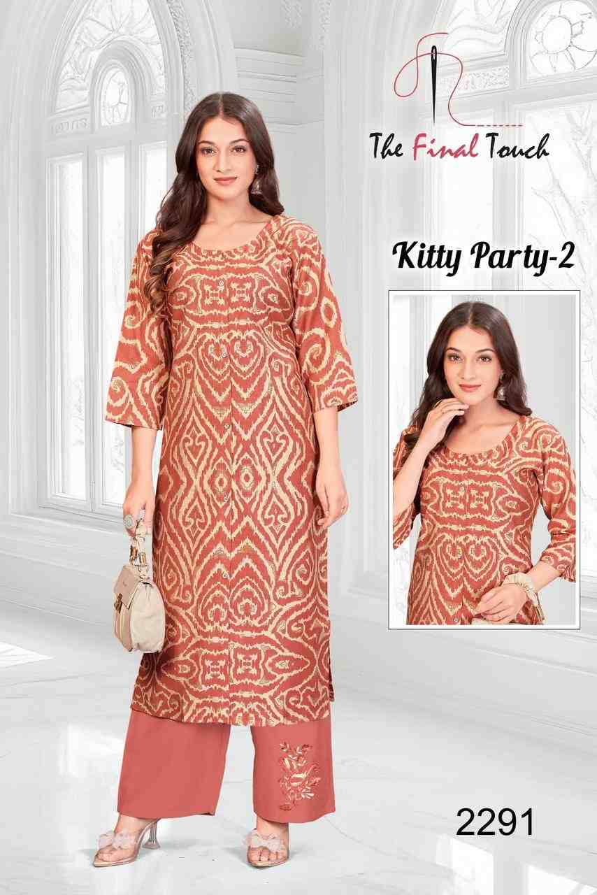 Kitty Party Vol-2 By The Final Touch Combo Set 2285 To 2300 Series Designer Stylish Fancy Colorful Beautiful Party Wear & Ethnic Wear Collection Vertican Kurtis With Bottom At Wholesale Price