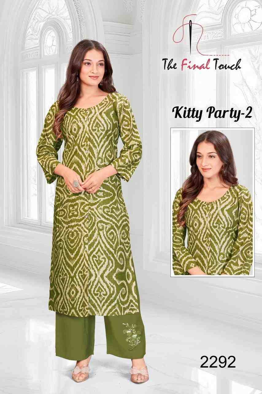 Kitty Party Vol-2 By The Final Touch Combo Set 2285 To 2300 Series Designer Stylish Fancy Colorful Beautiful Party Wear & Ethnic Wear Collection Vertican Kurtis With Bottom At Wholesale Price