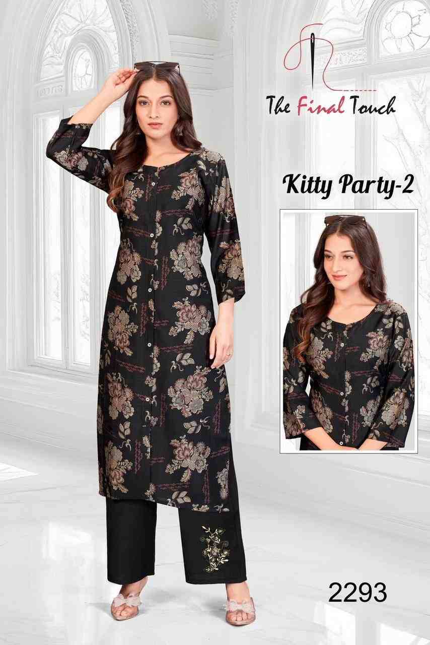 Kitty Party Vol-2 By The Final Touch Combo Set 2285 To 2300 Series Designer Stylish Fancy Colorful Beautiful Party Wear & Ethnic Wear Collection Vertican Kurtis With Bottom At Wholesale Price