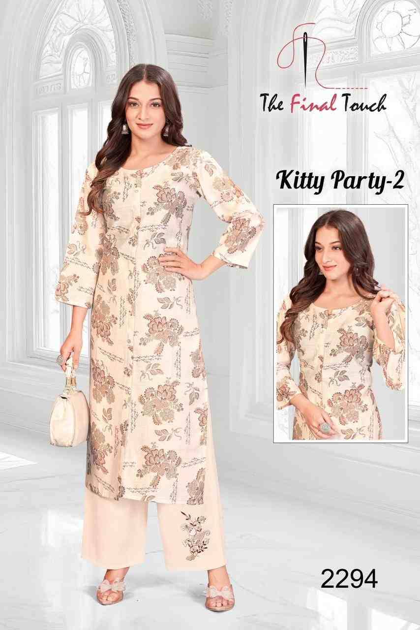 Kitty Party Vol-2 By The Final Touch Combo Set 2285 To 2300 Series Designer Stylish Fancy Colorful Beautiful Party Wear & Ethnic Wear Collection Vertican Kurtis With Bottom At Wholesale Price