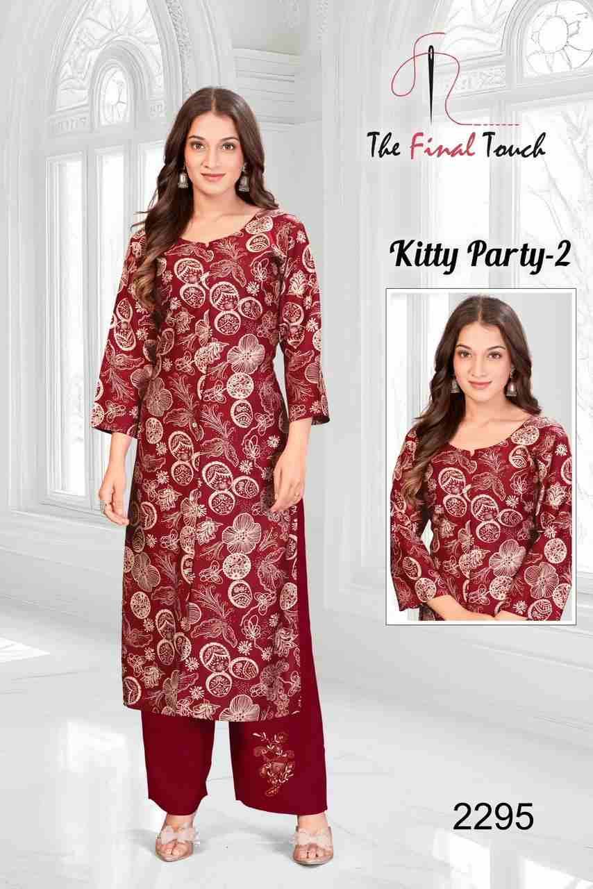 Kitty Party Vol-2 By The Final Touch Combo Set 2285 To 2300 Series Designer Stylish Fancy Colorful Beautiful Party Wear & Ethnic Wear Collection Vertican Kurtis With Bottom At Wholesale Price