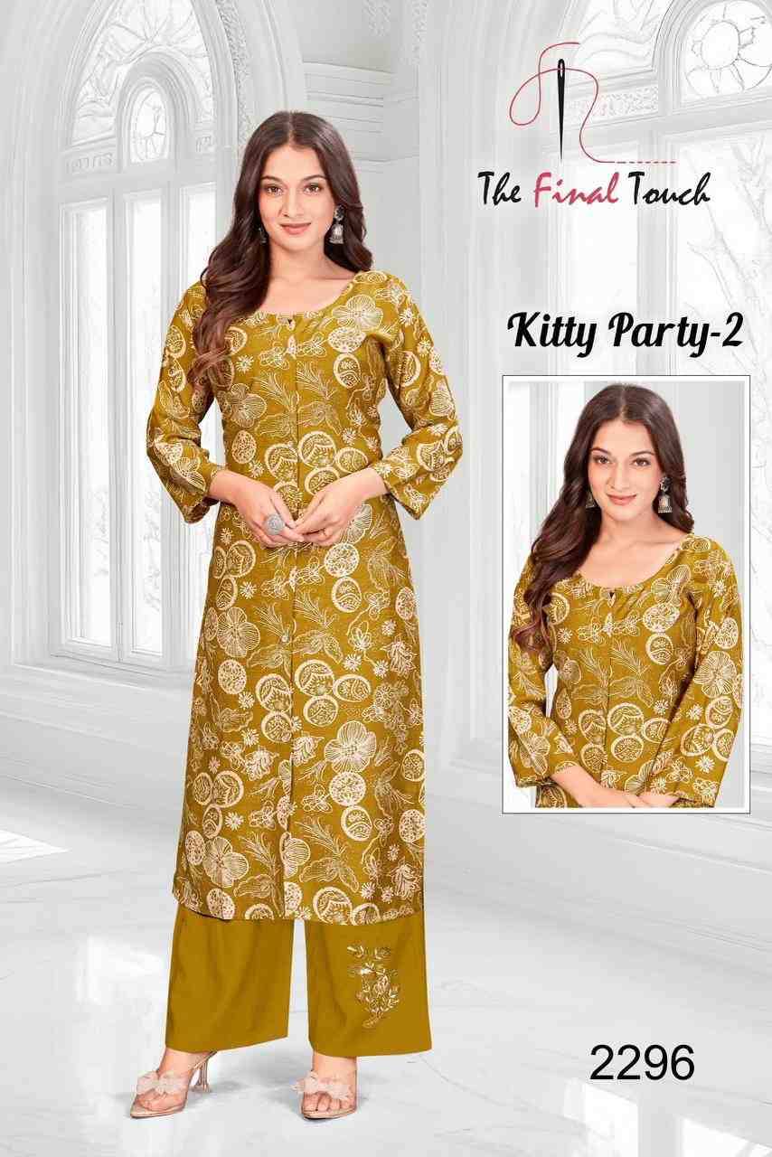 Kitty Party Vol-2 By The Final Touch Combo Set 2285 To 2300 Series Designer Stylish Fancy Colorful Beautiful Party Wear & Ethnic Wear Collection Vertican Kurtis With Bottom At Wholesale Price