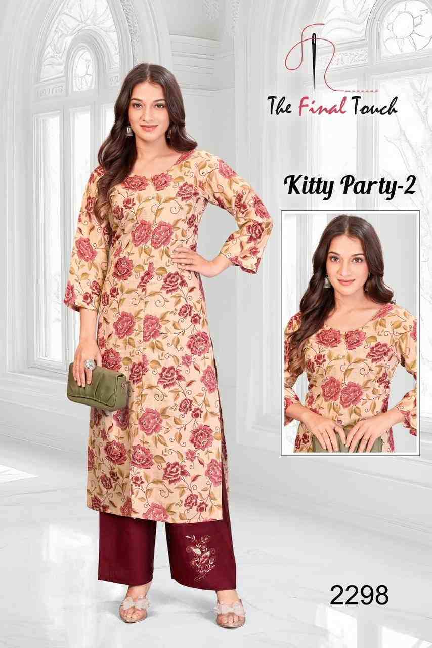 Kitty Party Vol-2 By The Final Touch Combo Set 2285 To 2300 Series Designer Stylish Fancy Colorful Beautiful Party Wear & Ethnic Wear Collection Vertican Kurtis With Bottom At Wholesale Price