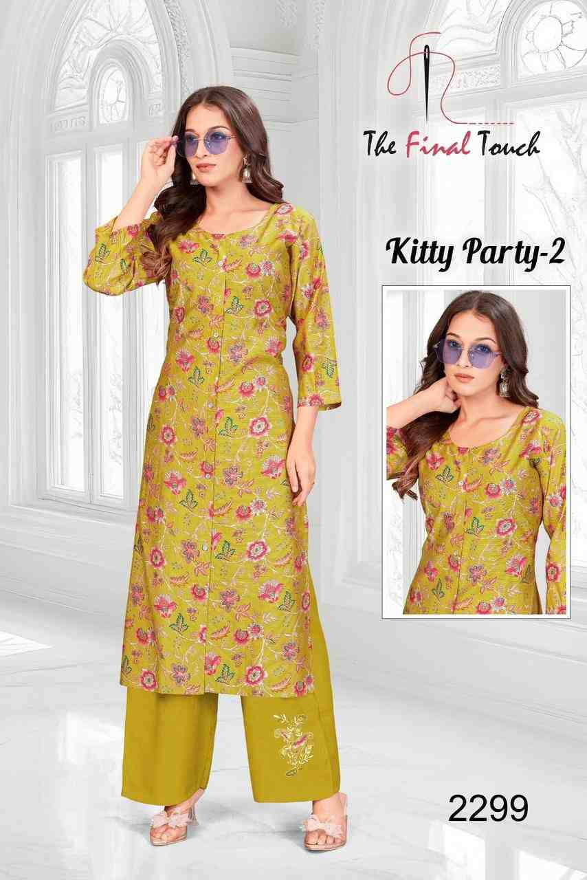 Kitty Party Vol-2 By The Final Touch Combo Set 2285 To 2300 Series Designer Stylish Fancy Colorful Beautiful Party Wear & Ethnic Wear Collection Vertican Kurtis With Bottom At Wholesale Price