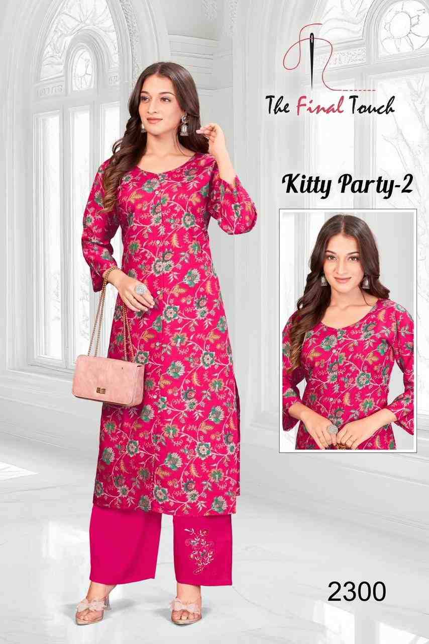 Kitty Party Vol-2 By The Final Touch Combo Set 2285 To 2300 Series Designer Stylish Fancy Colorful Beautiful Party Wear & Ethnic Wear Collection Vertican Kurtis With Bottom At Wholesale Price