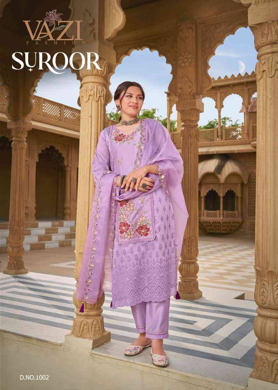 Suroor By Vazi 1001 To 1004 Series Beautiful Festive Suits Colorful Stylish Fancy Casual Wear & Ethnic Wear Pure Chanderi Dresses At Wholesale Price