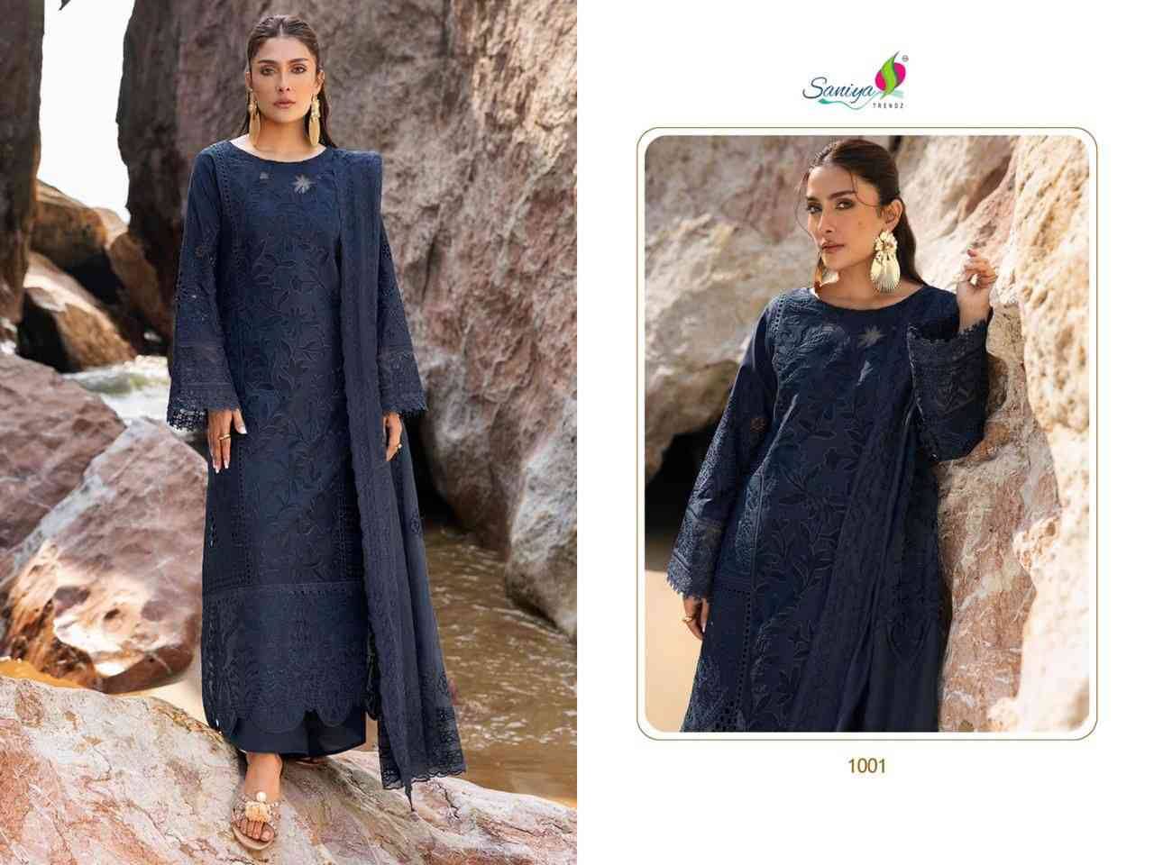 Serene Premium Nx Vol-1 By Saniya Trendz 1001 To 1002 Series Beautiful Pakistani Suits Colorful Stylish Fancy Casual Wear & Ethnic Wear Pure Cotton Embroidered Dresses At Wholesale Price