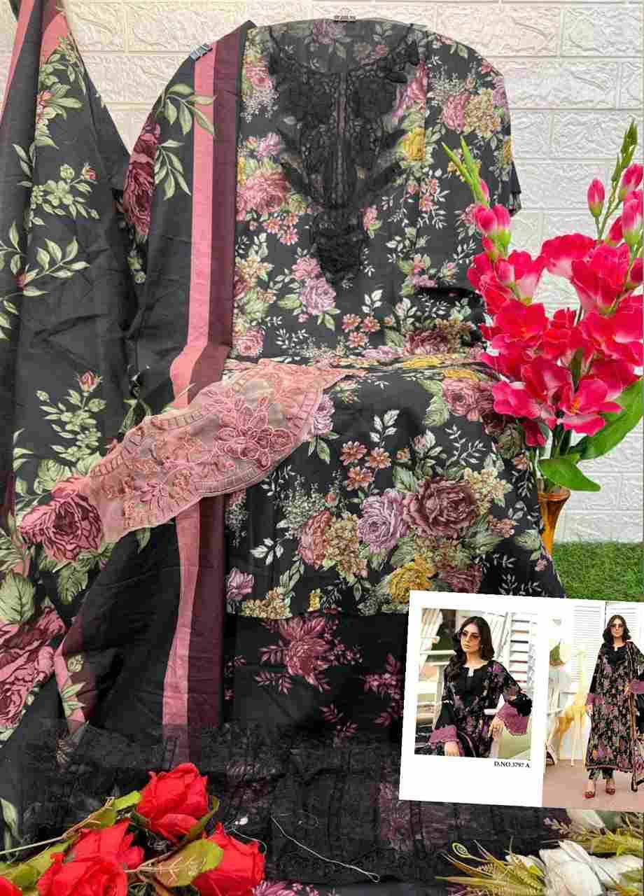 Jihan 3797 Colours By Jihan 3797 To 3797-A Series Beautiful Pakistani Suits Colorful Stylish Fancy Casual Wear & Ethnic Wear Pure Cotton Dresses At Wholesale Price