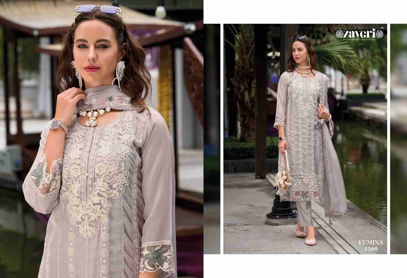 Femina Vol-3 By Zaveri 1360 To 1363 Series Designer Stylish Fancy Colorful Beautiful Party Wear & Ethnic Wear Collection Soft Organza Dresses At Wholesale Price