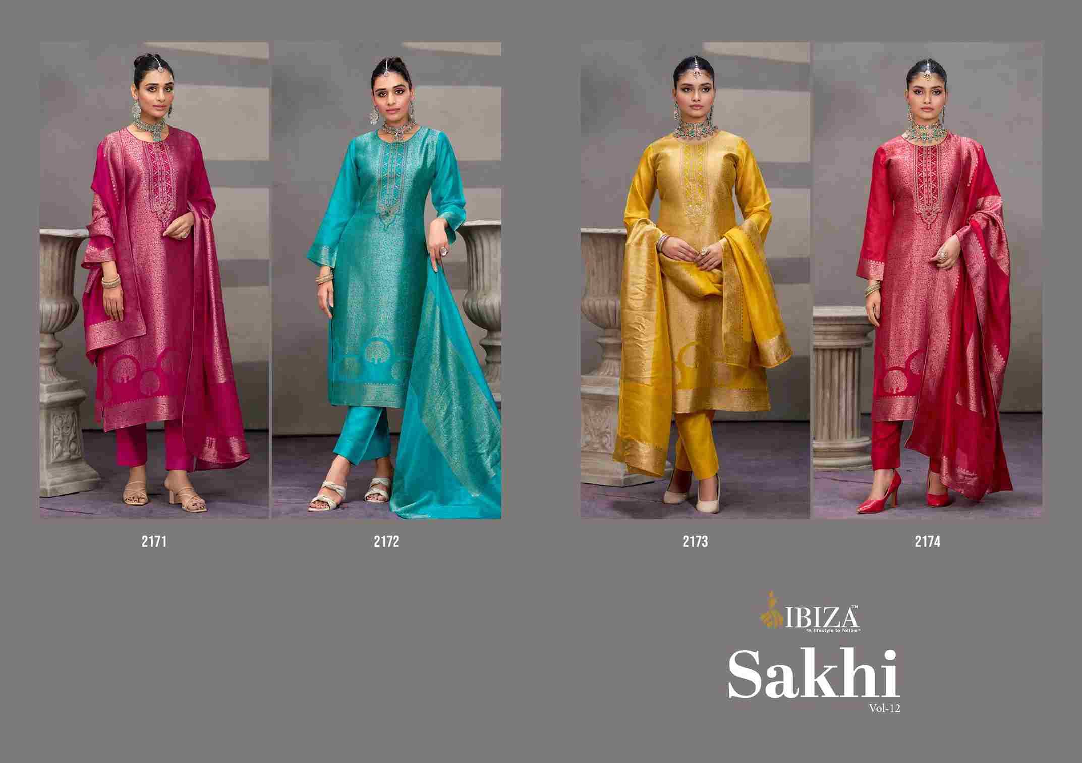 Sakhi Vol-12 By Ibiza 2181 To 2184 Series Designer Festive Suits Beautiful Fancy Stylish Colorful Party Wear & Occasional Wear Pure Silk Jacquard Dresses At Wholesale Price