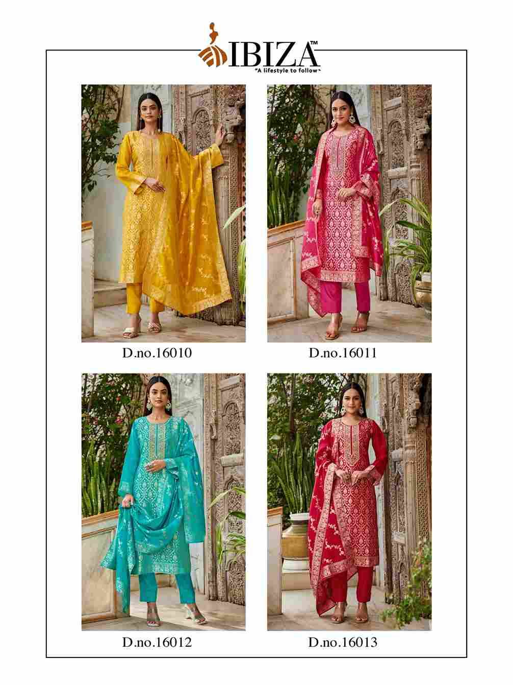 Prerna By Ibiza 16010 To 16013 Series Designer Festive Suits Beautiful Fancy Stylish Colorful Party Wear & Occasional Wear Pure Silk Jacquard Dresses At Wholesale Price