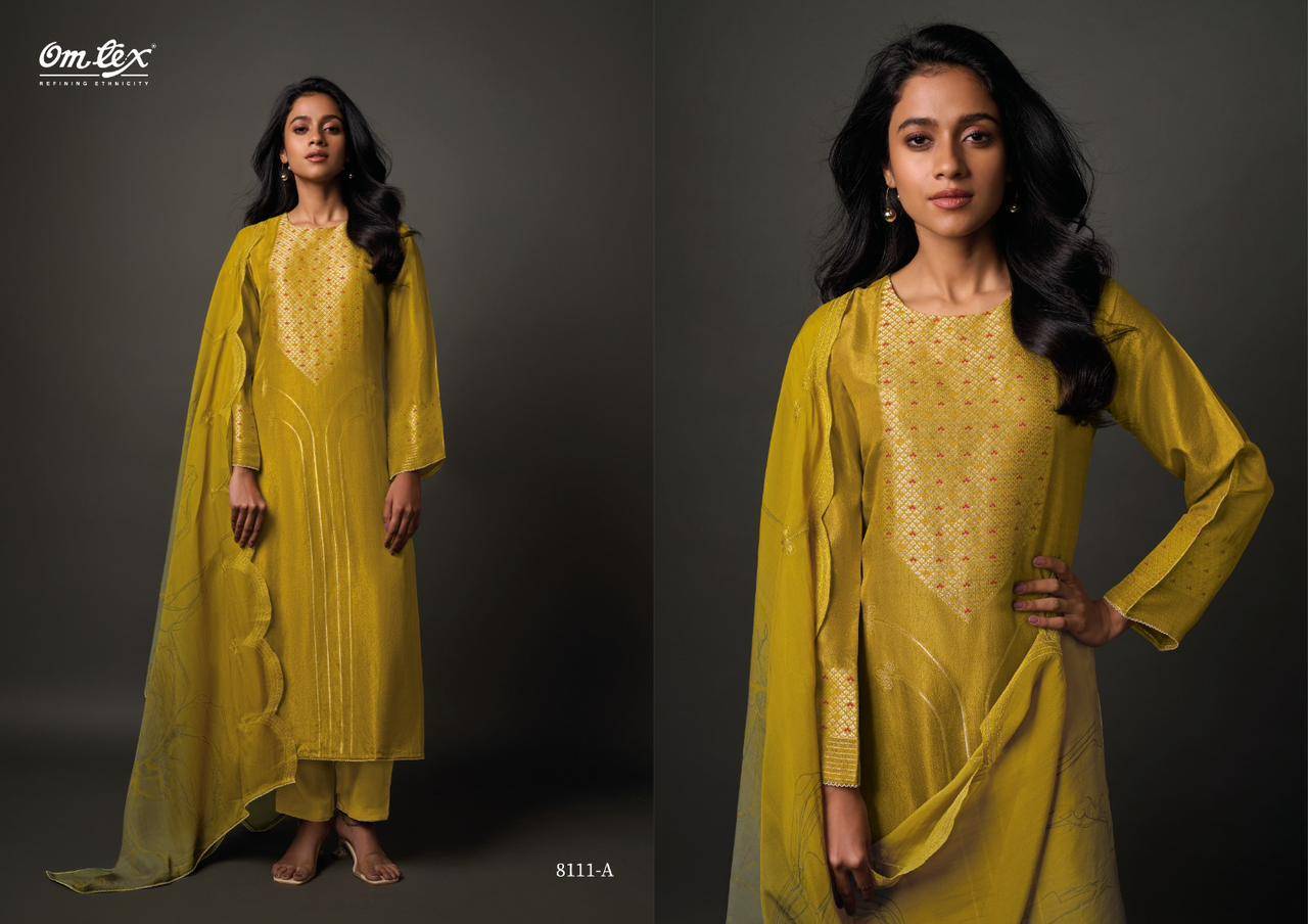 Tahrunika By Om Tex 8111-A To 8111-D Series Beautiful Festive Suits Colorful Stylish Fancy Casual Wear & Ethnic Wear Jacquard Silk Dresses At Wholesale Price