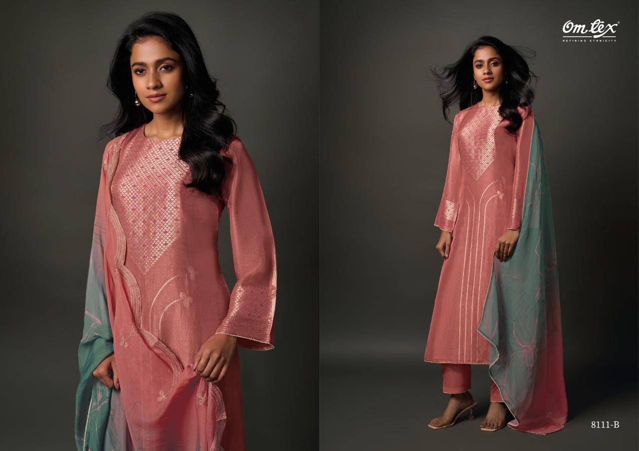 Tahrunika By Om Tex 8111-A To 8111-D Series Beautiful Festive Suits Colorful Stylish Fancy Casual Wear & Ethnic Wear Jacquard Silk Dresses At Wholesale Price