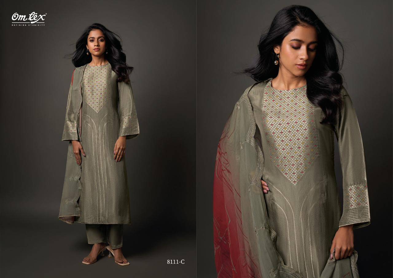 Tahrunika By Om Tex 8111-A To 8111-D Series Beautiful Festive Suits Colorful Stylish Fancy Casual Wear & Ethnic Wear Jacquard Silk Dresses At Wholesale Price