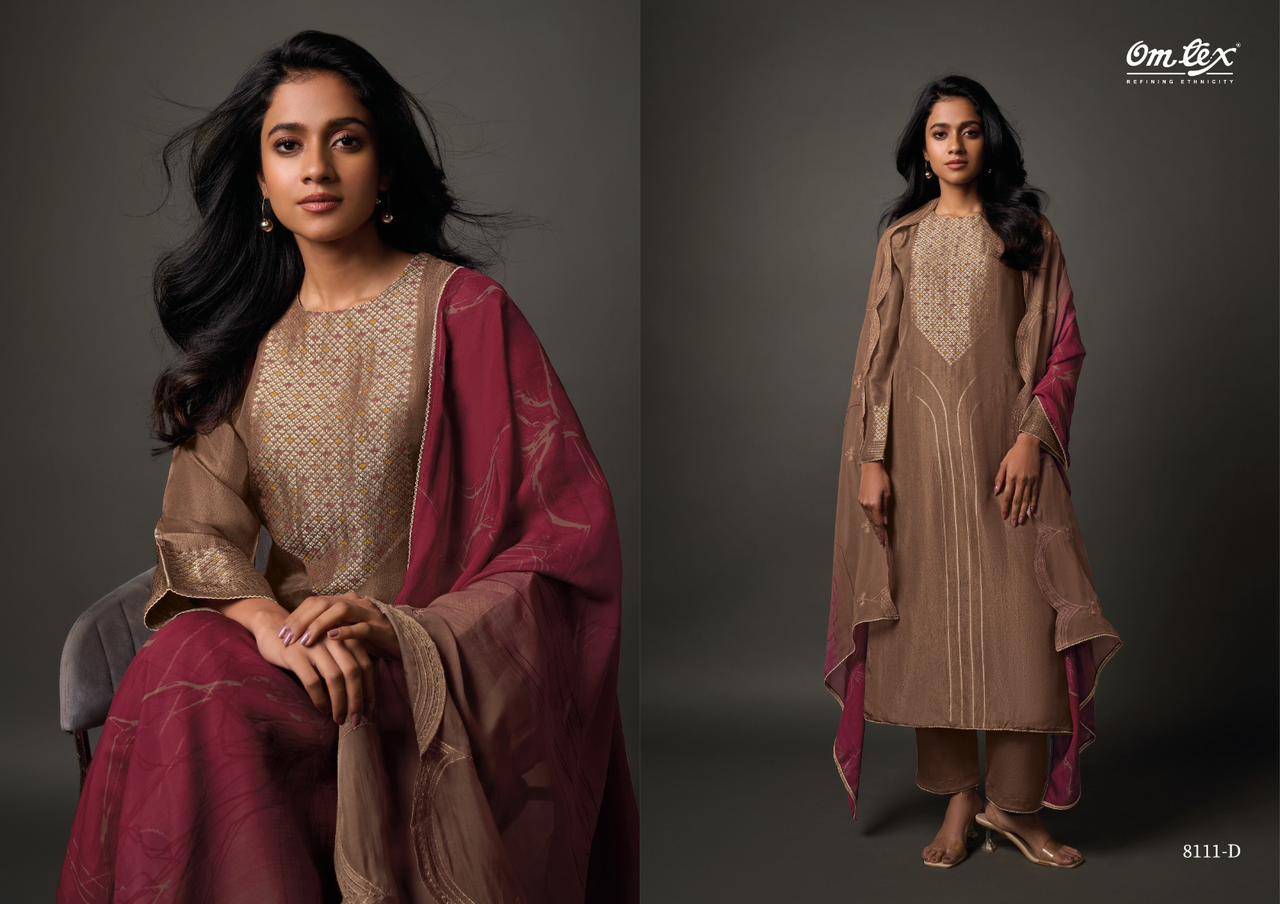 Tahrunika By Om Tex 8111-A To 8111-D Series Beautiful Festive Suits Colorful Stylish Fancy Casual Wear & Ethnic Wear Jacquard Silk Dresses At Wholesale Price