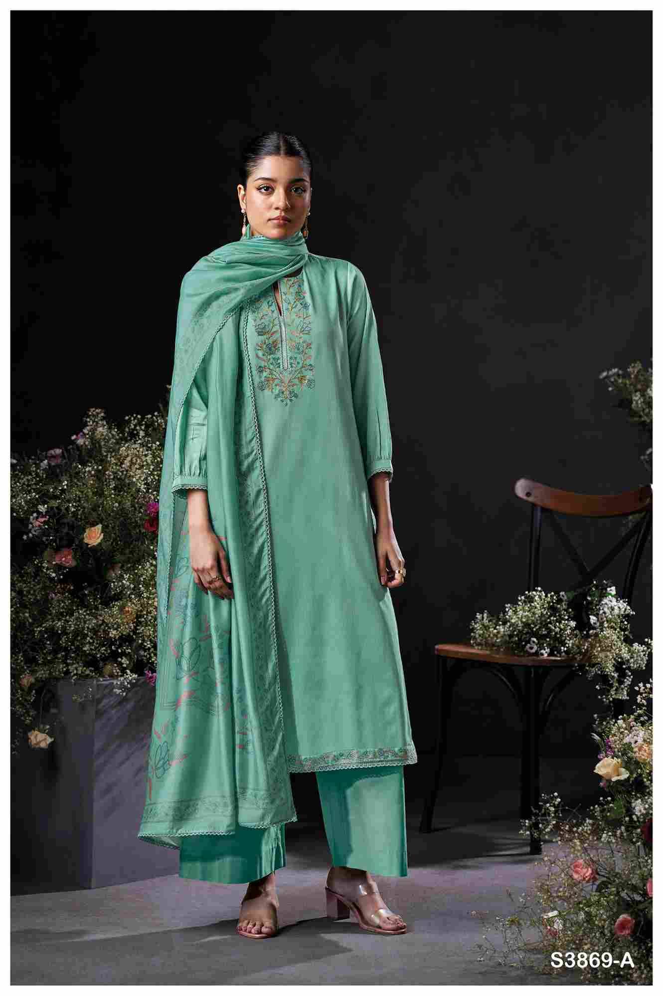 Milara-3869 By Ganga Fashion 3869-A To 3869-D Series Beautiful Festive Suits Colorful Stylish Fancy Casual Wear & Ethnic Wear Pure Cotton Satin Dresses At Wholesale Price