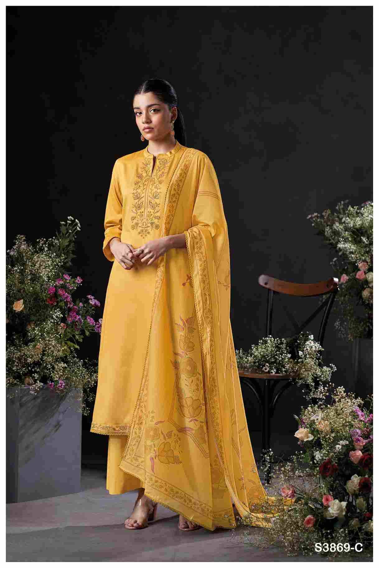 Milara-3869 By Ganga Fashion 3869-A To 3869-D Series Beautiful Festive Suits Colorful Stylish Fancy Casual Wear & Ethnic Wear Pure Cotton Satin Dresses At Wholesale Price