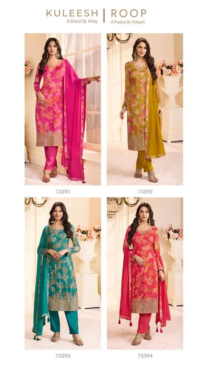 Roop By Kuleesh 75391 To 75394 Series Designer Festive Suits Collection Beautiful Stylish Fancy Colorful Party Wear & Occasional Wear Chinnon Dresses At Wholesale Price