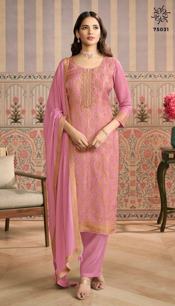 Peehu By Kuleesh 75031 To 75034 Series Designer Festive Suits Collection Beautiful Stylish Fancy Colorful Party Wear & Occasional Wear Simmer Jacquard Dresses At Wholesale Price