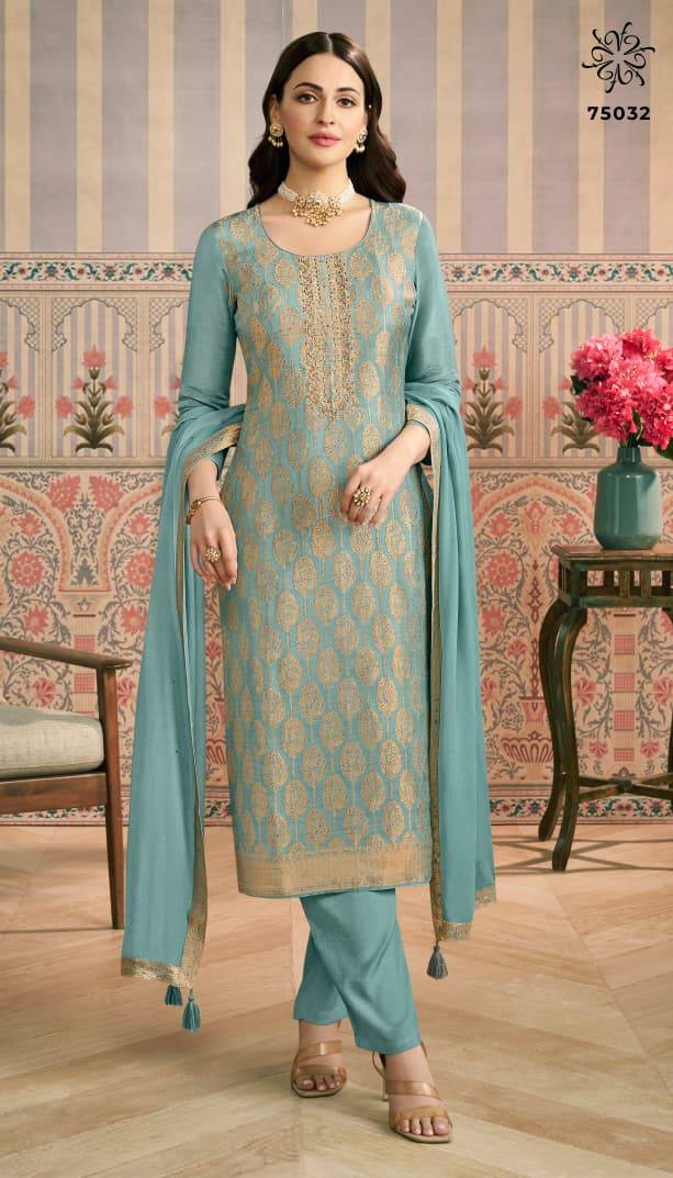 Peehu By Kuleesh 75031 To 75034 Series Designer Festive Suits Collection Beautiful Stylish Fancy Colorful Party Wear & Occasional Wear Simmer Jacquard Dresses At Wholesale Price