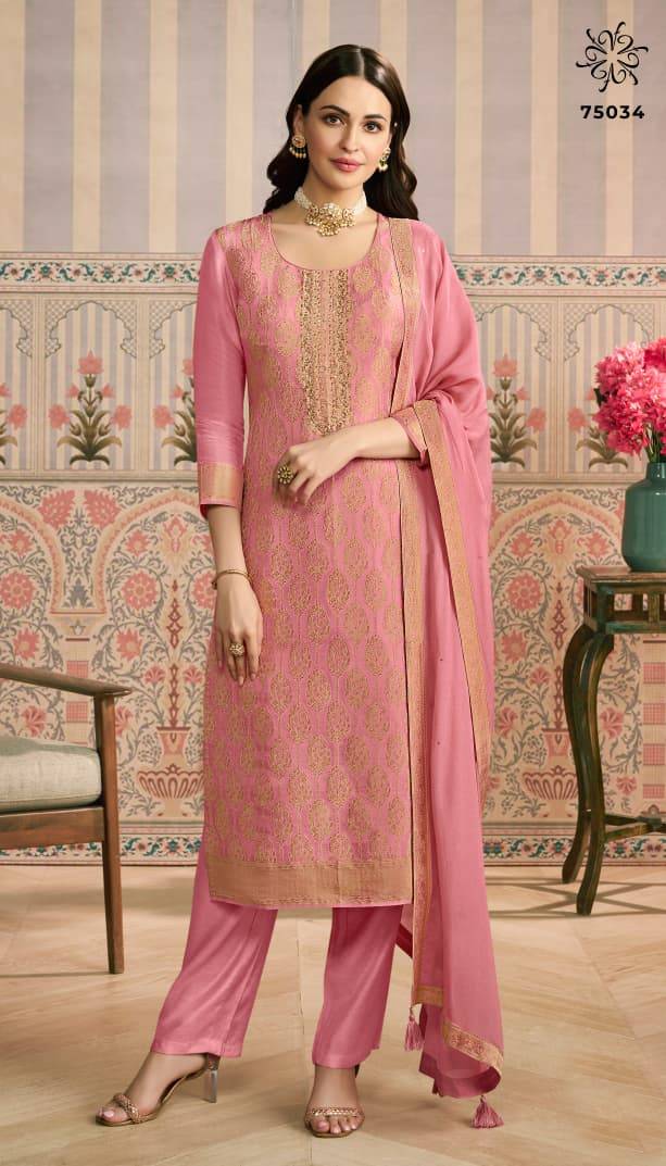 Peehu By Kuleesh 75031 To 75034 Series Designer Festive Suits Collection Beautiful Stylish Fancy Colorful Party Wear & Occasional Wear Simmer Jacquard Dresses At Wholesale Price