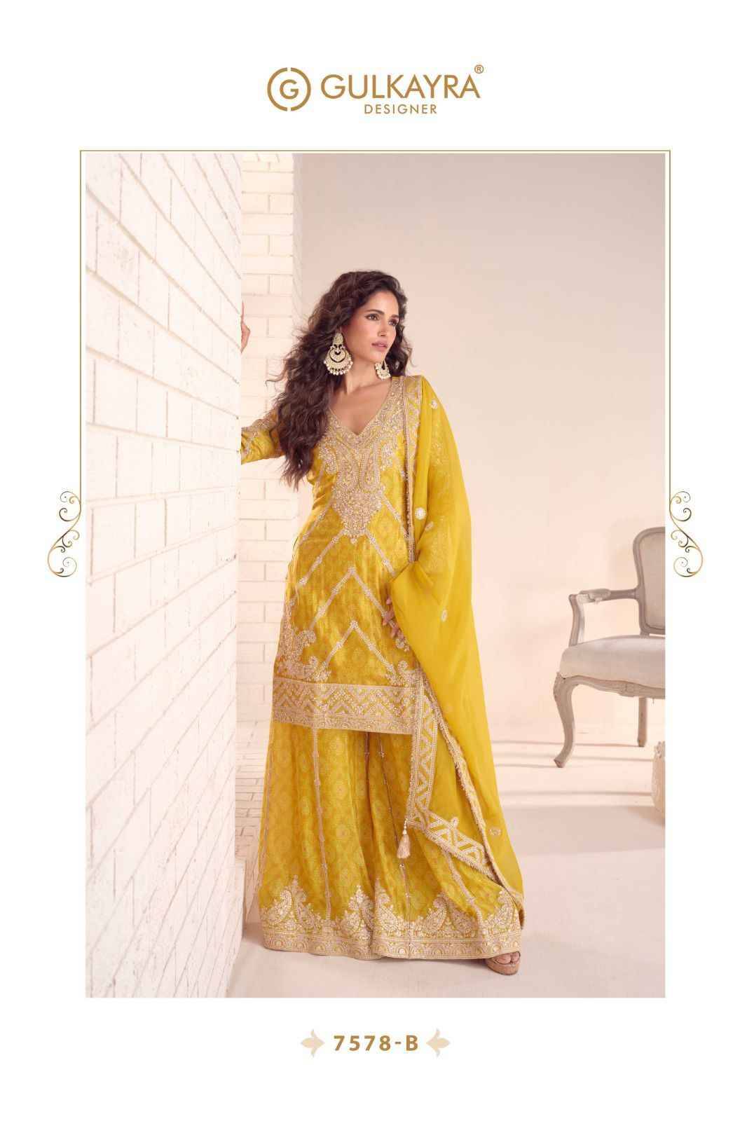 Rangoli By Gulkayra Designer 7578-A To 7578-C Series Designer Sharara Suits Collection Beautiful Stylish Fancy Colorful Party Wear & Occasional Wear Heavy Chinnon Dresses At Wholesale Price