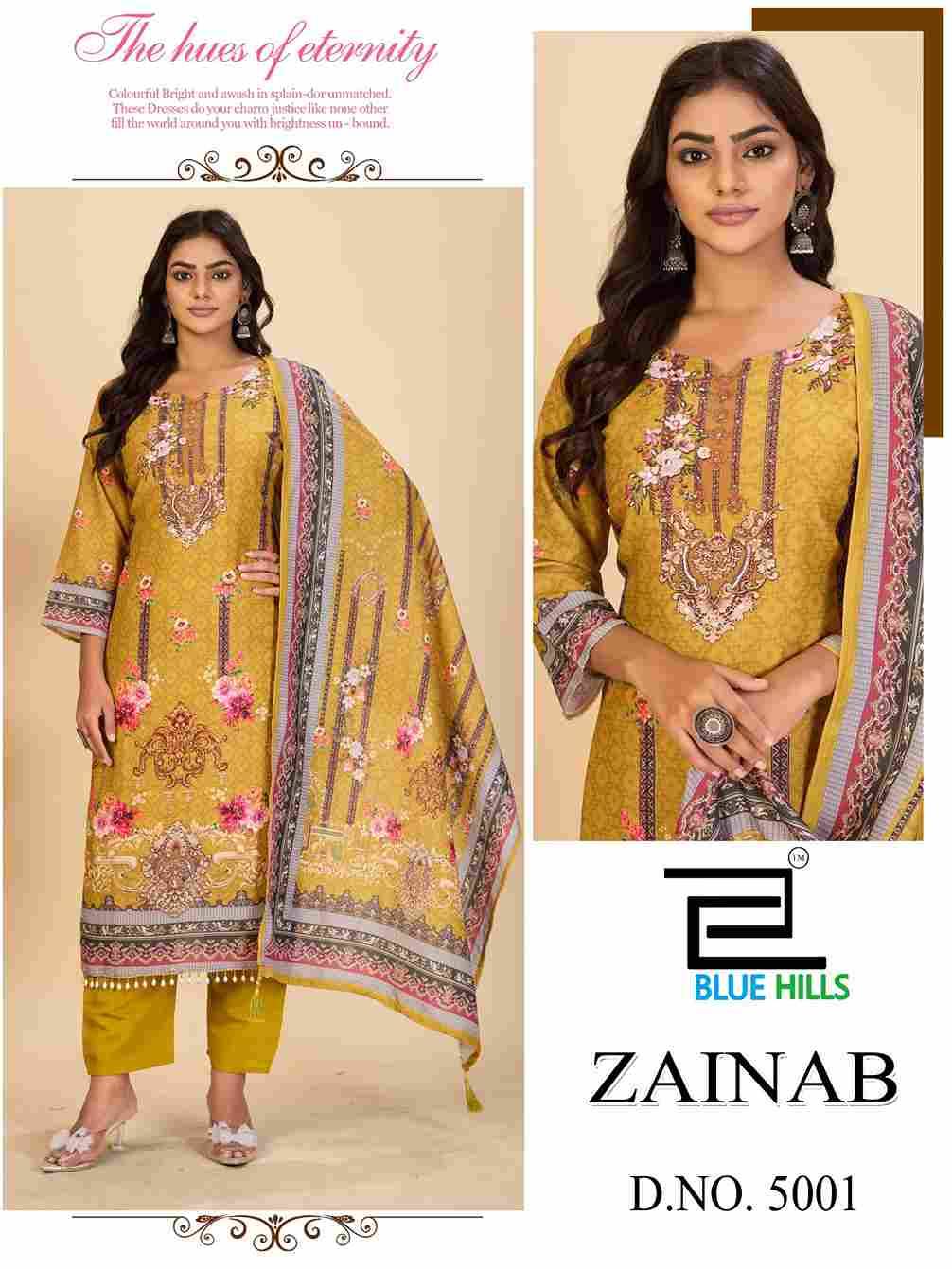 Zainab Vol-5 By Blue Hills 5001 To 5004 Series Designer Festive Suits Beautiful Fancy Colorful Stylish Party Wear & Occasional Wear Pure Muslin Dresses At Wholesale Price
