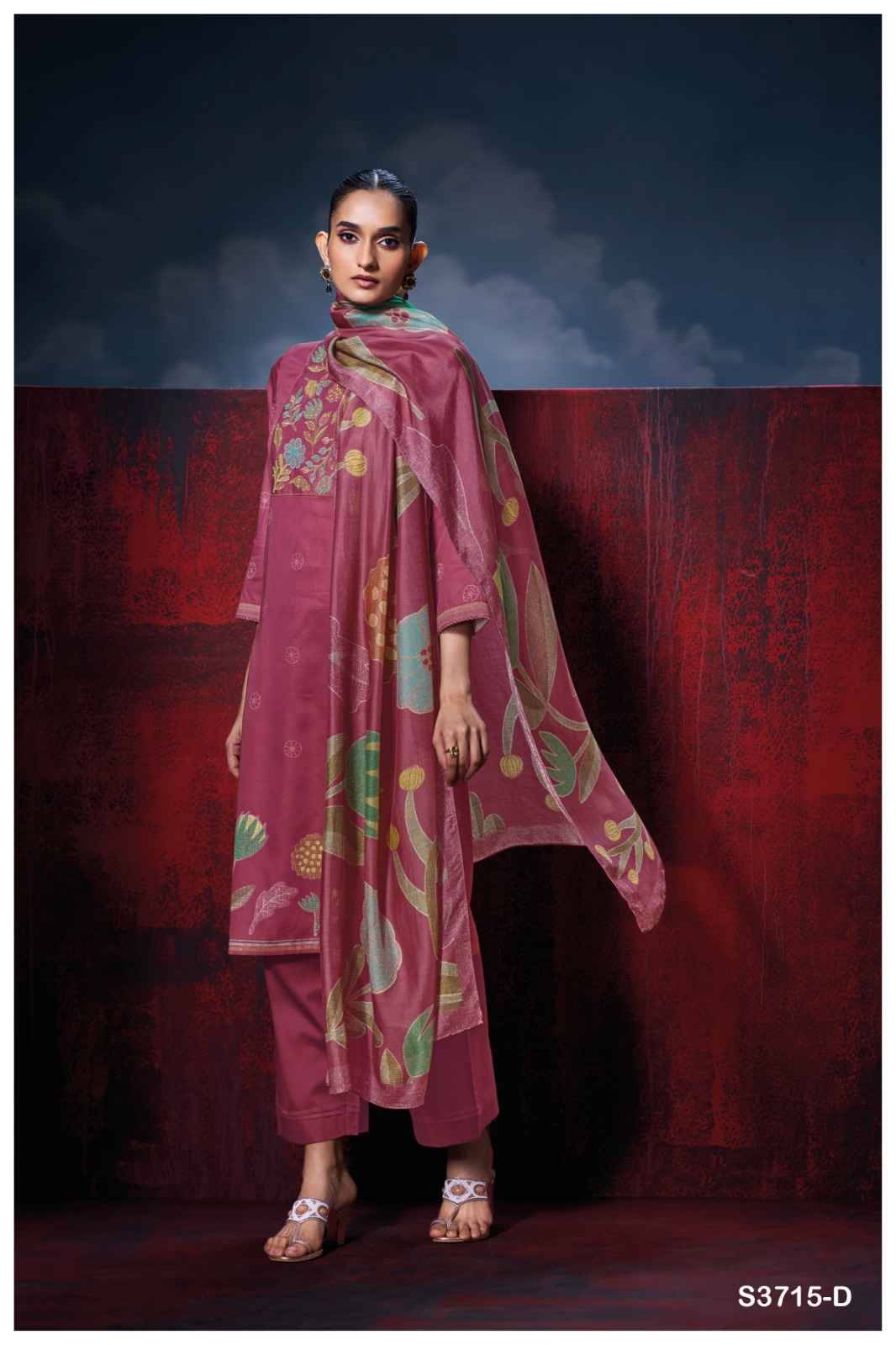 Isalith-3715 By Ganga Fashion 3715-A To 3715-D Series Beautiful Festive Suits Colorful Stylish Fancy Casual Wear & Ethnic Wear Pure Cotton Satin Dresses At Wholesale Price