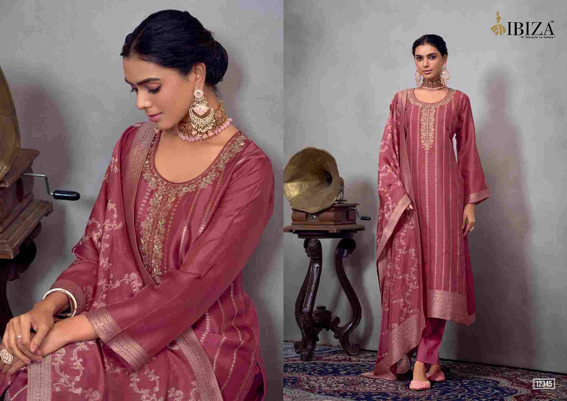 Saawariya By Ibiza 12345-A To 12345-D Series Designer Festive Suits Beautiful Fancy Stylish Colorful Party Wear & Occasional Wear Pure Silk Jacquard Dresses At Wholesale Price