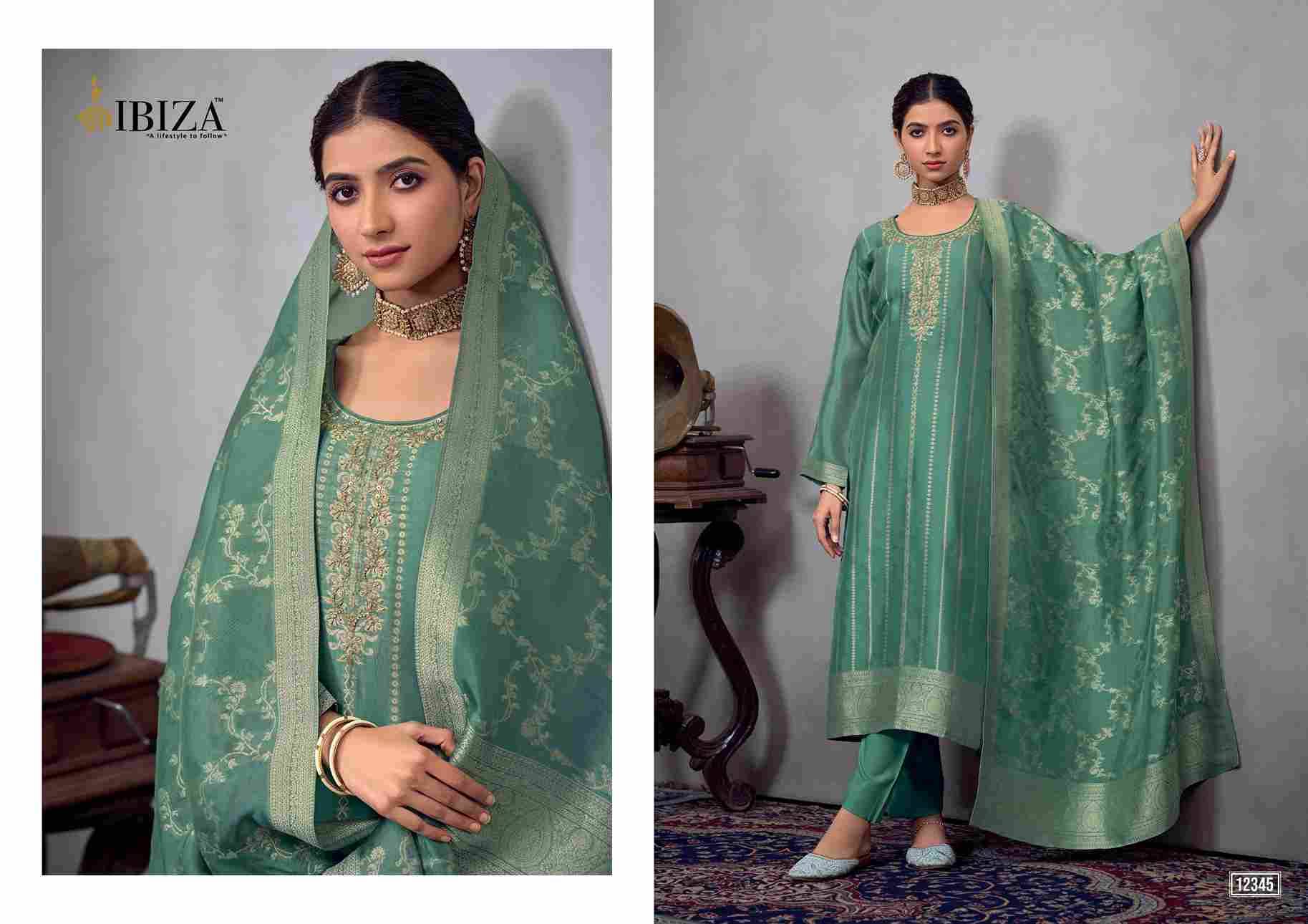 Saawariya By Ibiza 12345-A To 12345-D Series Designer Festive Suits Beautiful Fancy Stylish Colorful Party Wear & Occasional Wear Pure Silk Jacquard Dresses At Wholesale Price