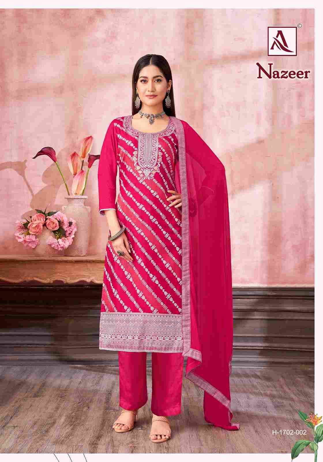 Nazeer By Alok Suit 1702-001 To 1702-006 Series Beautiful Festive Suits Colorful Stylish Fancy Casual Wear & Ethnic Wear Muslin Jacquard Dresses At Wholesale Price
