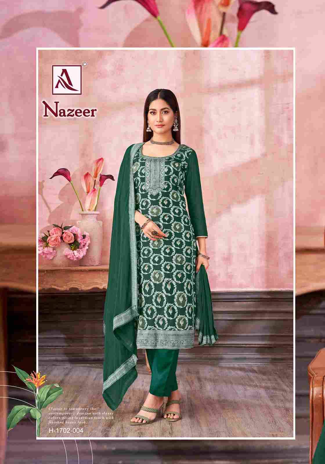 Nazeer By Alok Suit 1702-001 To 1702-006 Series Beautiful Festive Suits Colorful Stylish Fancy Casual Wear & Ethnic Wear Muslin Jacquard Dresses At Wholesale Price