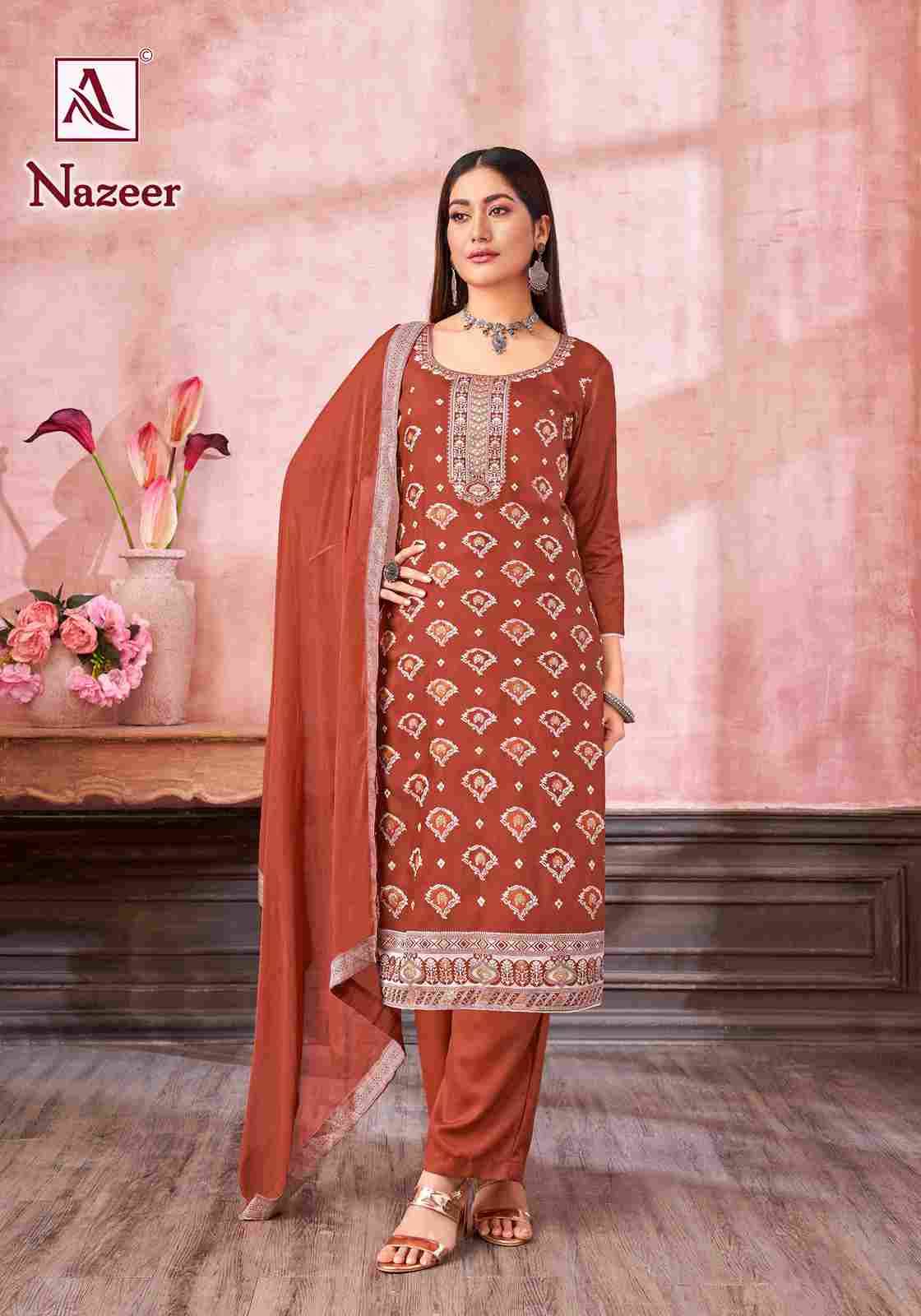 Nazeer By Alok Suit 1702-001 To 1702-006 Series Beautiful Festive Suits Colorful Stylish Fancy Casual Wear & Ethnic Wear Muslin Jacquard Dresses At Wholesale Price
