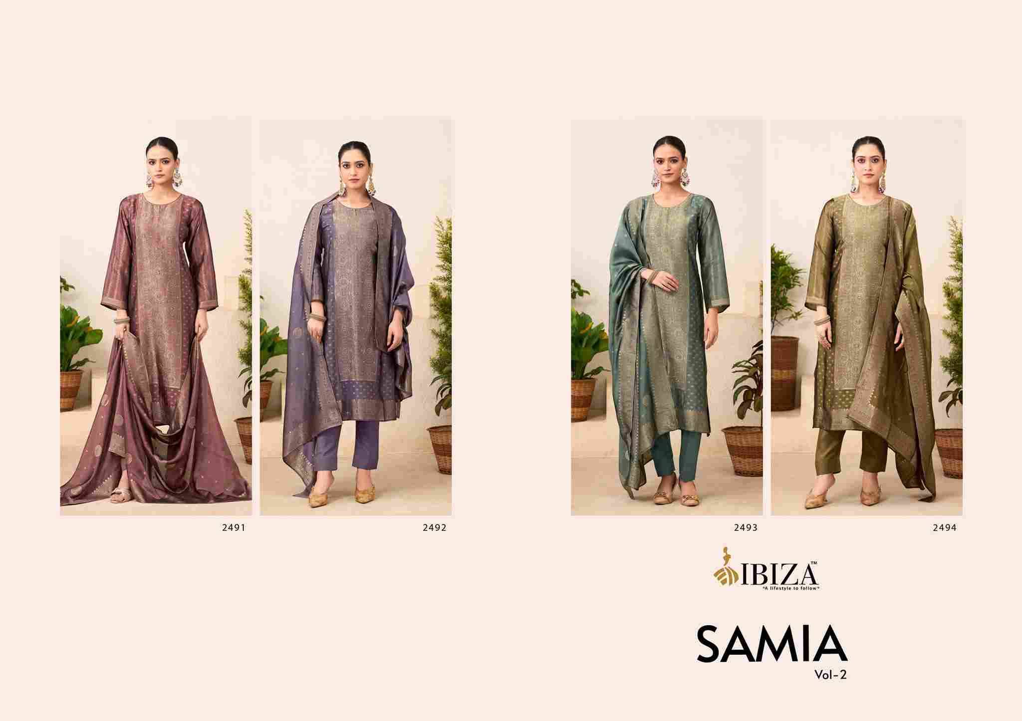 Samia Vol-2 By Ibiza 2491 To 2494 Series Designer Festive Suits Beautiful Fancy Stylish Colorful Party Wear & Occasional Wear Pure Bangalori Silk Jacquard Dresses At Wholesale Price